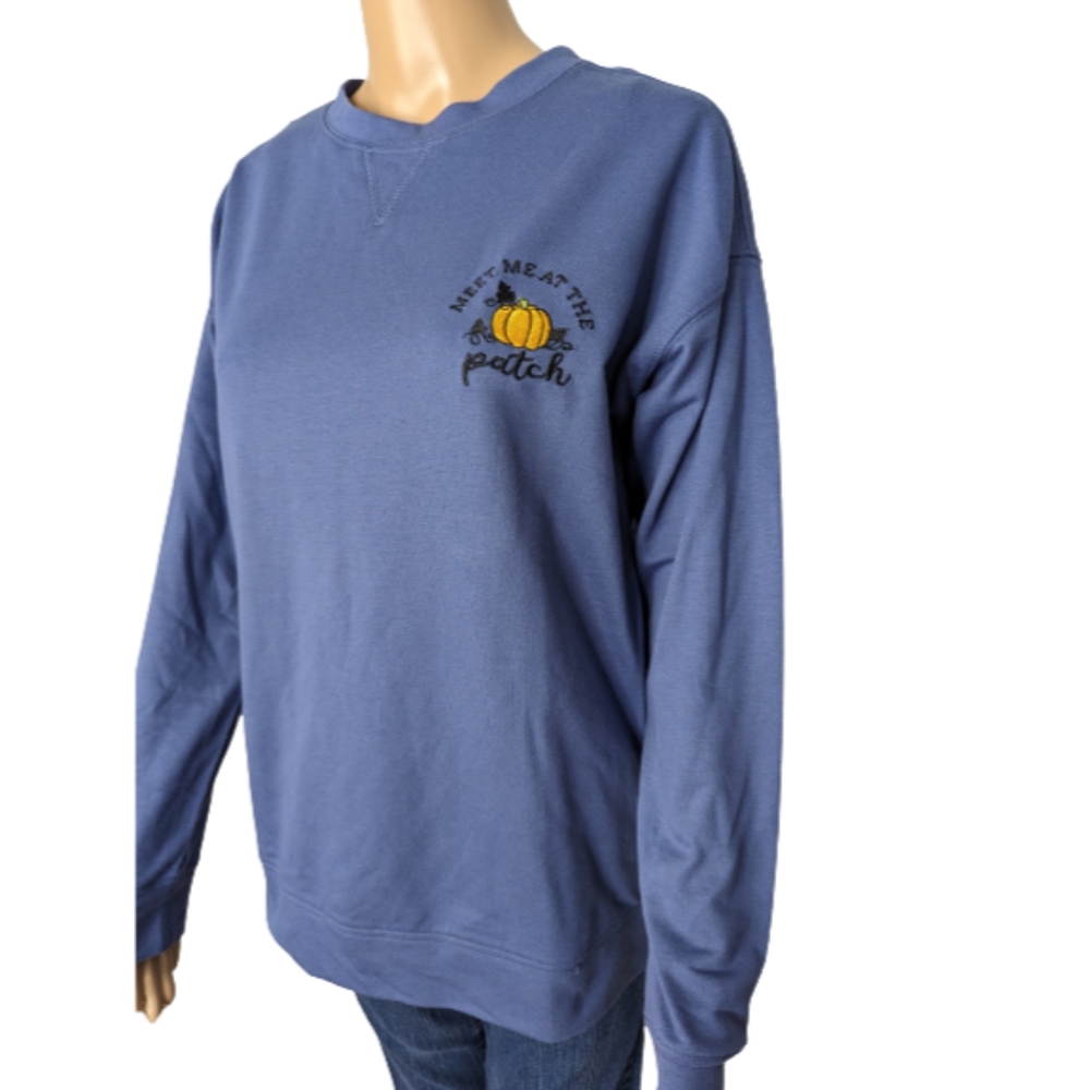 Pumpkins & Potions Blue Meet Me at the Patch Sweatshirt S - Picture 4 of 8